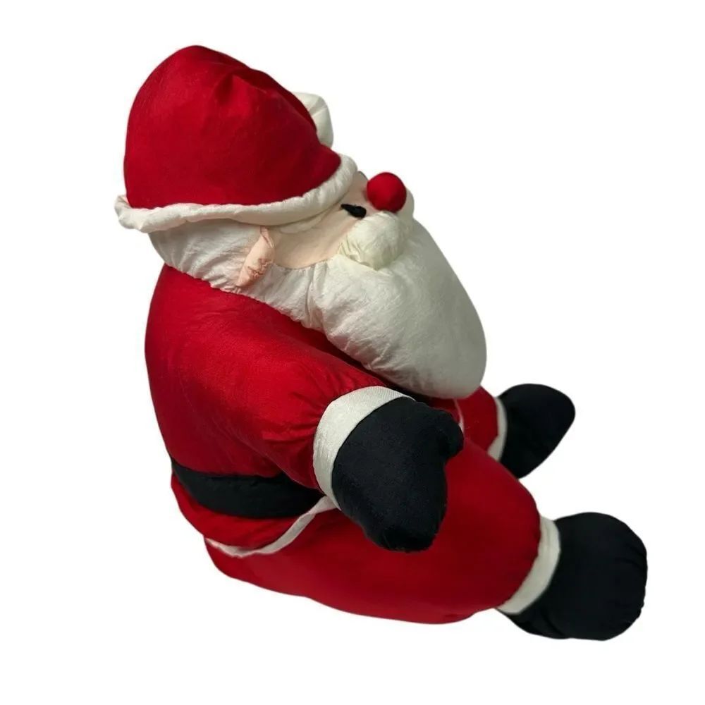 Vtg Puffy Santa Claus Christmas Plush Stuffed Toy Balloon Club Nylon Parachute - Picture 2 of 5